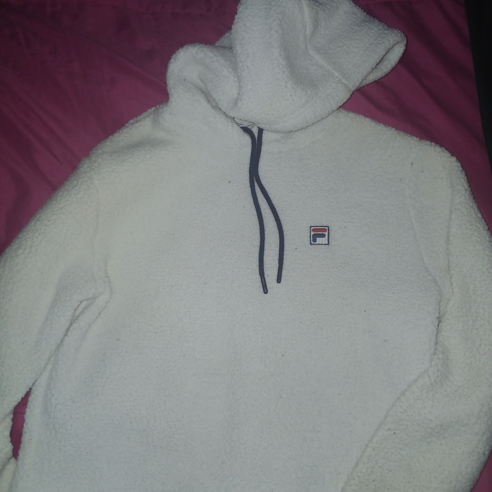Fila White Sherpa Hoodie